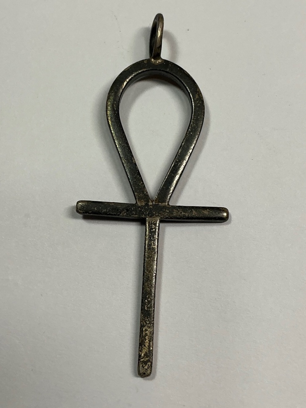 Men’s Solid Sterling Silver Ankh Pendant. 2.25 inches long